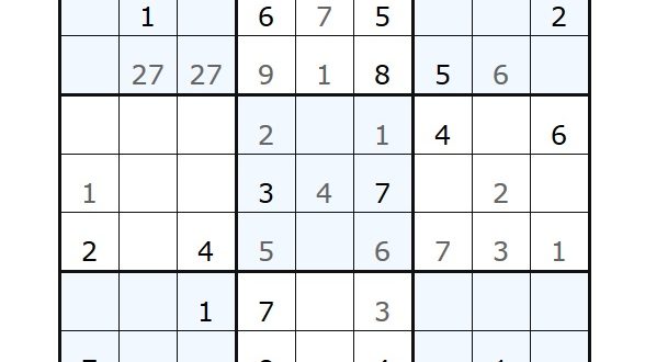 sudoku, screenshot http://sudokuonline.cz/
